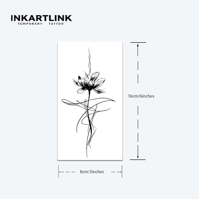 INKARTLINK Tattoo Tech, 2 Sheets Large Semi Permanent Tattoo, Adult Art Design Temporary Tattoos, Lasts 1-2 Weeks, Waterproof, Realistic Look, No Adhesive, No Reflection (Elegant Lotus Design)