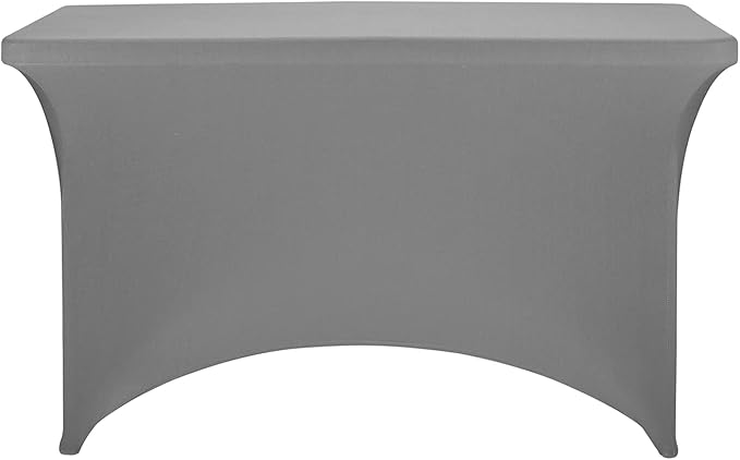 FORLIFE Spandex Table Cover - Fitted 4ft Rectangular Tablecloth, Stretch Patio Cover, Universal for Wedding, Banquet, Party (Gray)