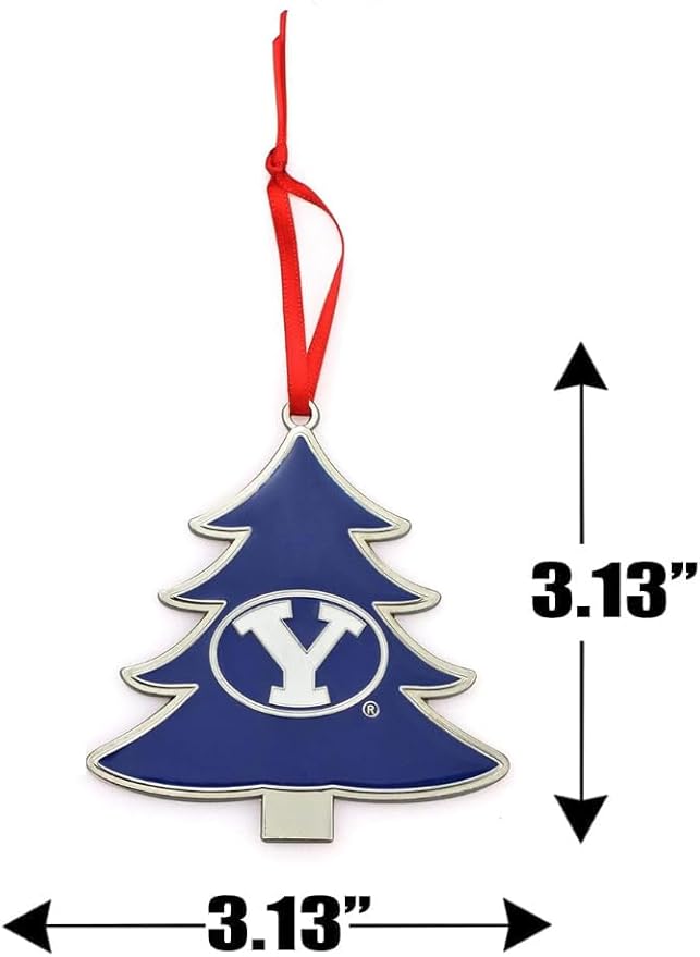 BYU Cougars (Brigham Young University) Tree Shaped Metal Christmas Ornament