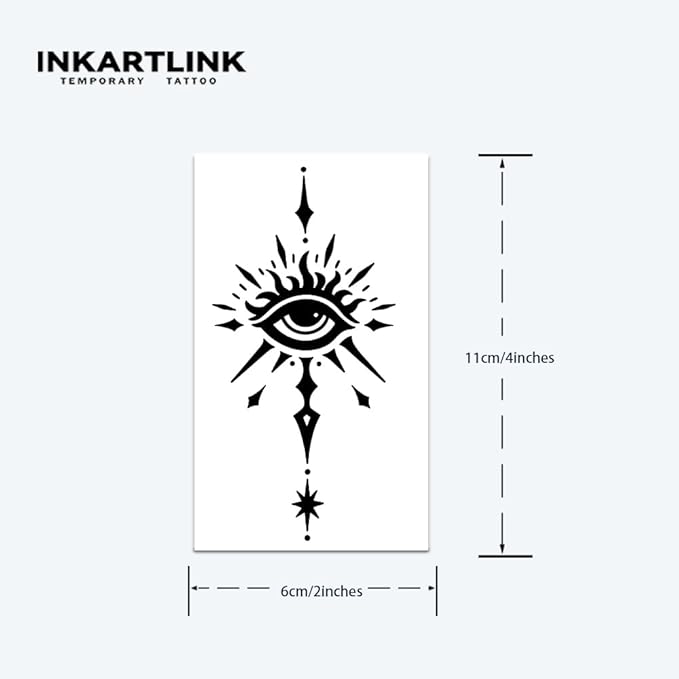 INKARTLINK Tattoo Tech, 2 Sheets Medium Semi Permanent Tattoo, Adult Art Design Temporary Tattoos, Lasts 1-2 Weeks, Waterproof, Realistic Look, No Adhesive, No Reflection (Apocalypse Design)