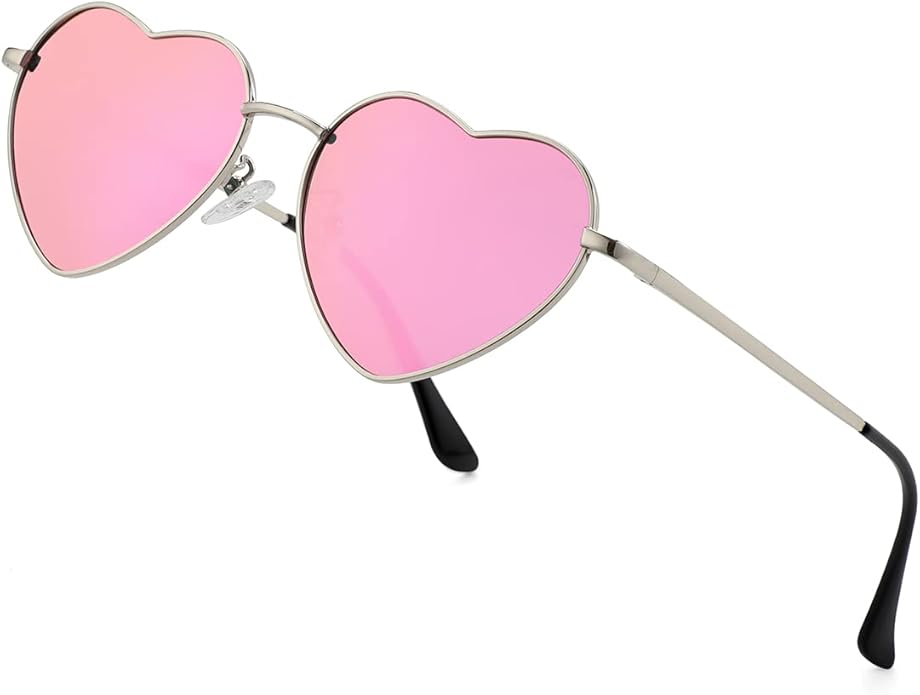 JOVAKIT Polarized Heart Sunglasses for Women Fashion Lovely Style Metal Frame UV400 Protection Lens