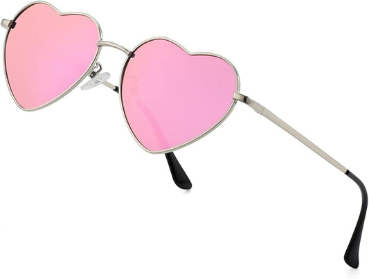 JOVAKIT Polarized Heart Sunglasses for Women Fashion Lovely Style Metal Frame UV400 Protection Lens