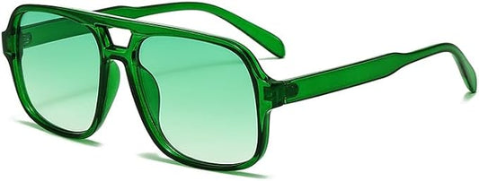 Retro Aviator Sunglasses for Women Men Trendy Classic 70s Square Green Aviator Sun Glasses Vintage Shades