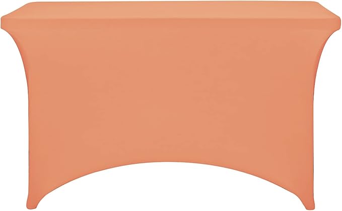 FORLIFE Spandex Table Cover - Fitted 4ft Rectangular Tablecloth, Stretch Patio Cover - Universal for Wedding, Banquet, Party (Peach)