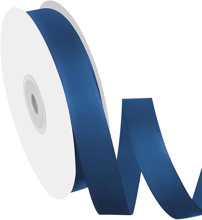 5/8" Width x 50 Yards Satin Fabric Ribbon, Navy Blue Ribbon Perfect for DIY Bows, Swags, Gift Wrapping, Craft, Flower Bouquet，Christmas and Party Decoration
