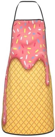 Ice Cream Waffle Cherry Flavor Yummy Summer Dessert Apron Theme Cooking Chef Work Shop Women Men Adult Girl Kid Weavers Baking Decorations Painting Bbq Grilling Kitchen Accessories Party Supplies