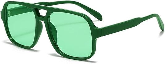 Retro Aviator Sunglasses for Women Men Trendy Classic 70s Square Green Aviator Sun Glasses Vintage Shades