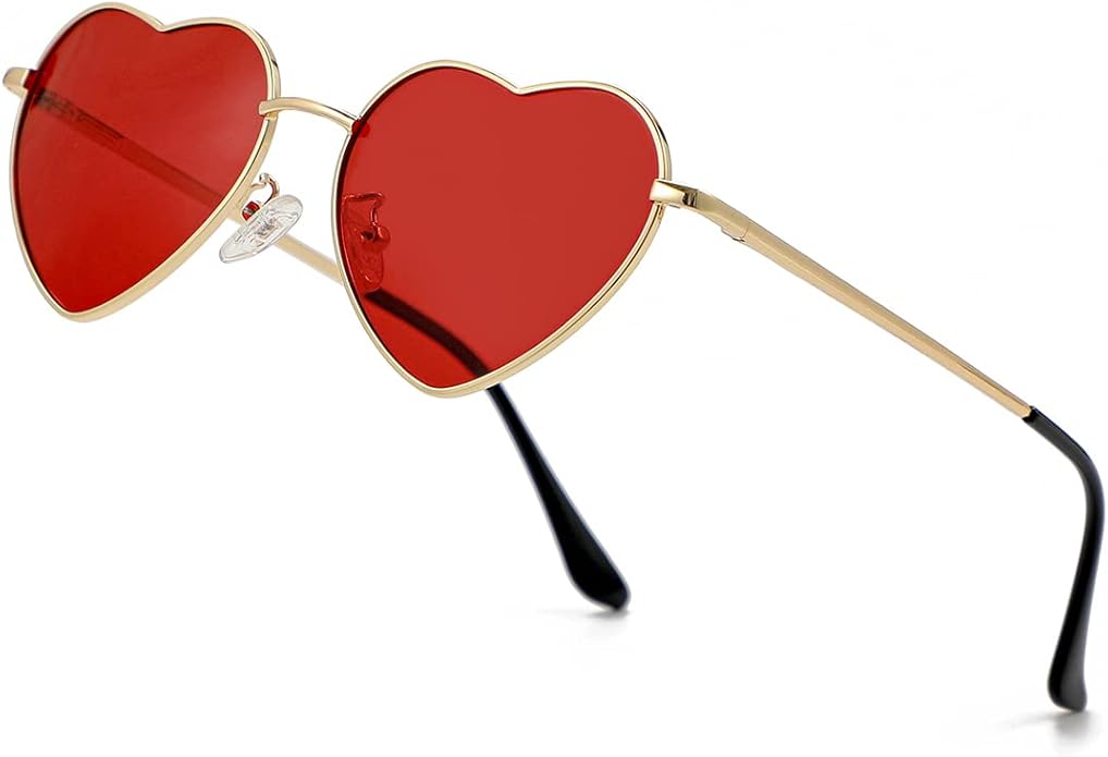 JOVAKIT Polarized Heart Sunglasses for Women Fashion Lovely Style Metal Frame UV400 Protection Lens