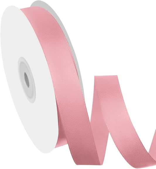 5/8" Width x 50 Yards Satin Fabric Ribbon, Pink Ribbon Perfect for DIY Bows, Swags, Gift Wrapping, Craft, Flower Bouquet，Christmas and Party Decoration
