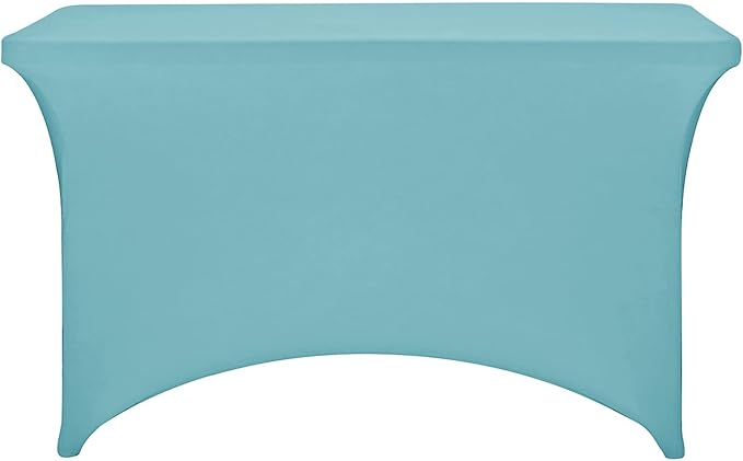 FORLIFE Spandex Table Cover - 4ft Rectangular Fitted Tablecloth for Banquet, Wedding, Party - Stretch Patio Table Covers in Aqua