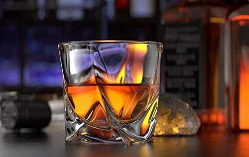 Premium Crystal Whiskey Glasses Set of 6 Large Lead-Free Crystal Glass Tasting Cups Scotch Glasses Tumblers for Drinking Irish Whisky Bourbon Tequila (Twist, 6 * 10 oz)