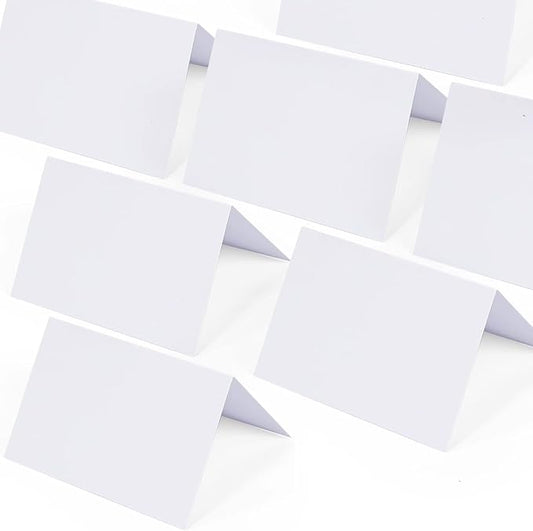 Place Cards for Table Setting - 50 Pcs White Blank Tent Place Cards for Weddings, Name Tents Placecards 3.7" x 2.48"(folded)
