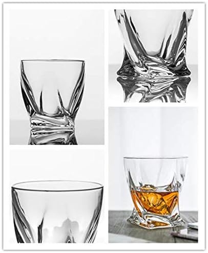 Premium Crystal Whiskey Glasses Set of 6 Large Lead-Free Crystal Glass Tasting Cups Scotch Glasses Tumblers for Drinking Irish Whisky Bourbon Tequila (Twist, 6 * 10 oz)