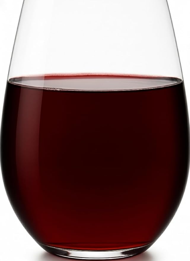 Improved Edition of Our 2017 New York Times Best Stemless Glass – Set of 6 European-Made Stemless Wine Glasses, Reinforced Base for Added Stability & Premium Feel, Dishwasher-Safe, Lead-Free, 17 oz.