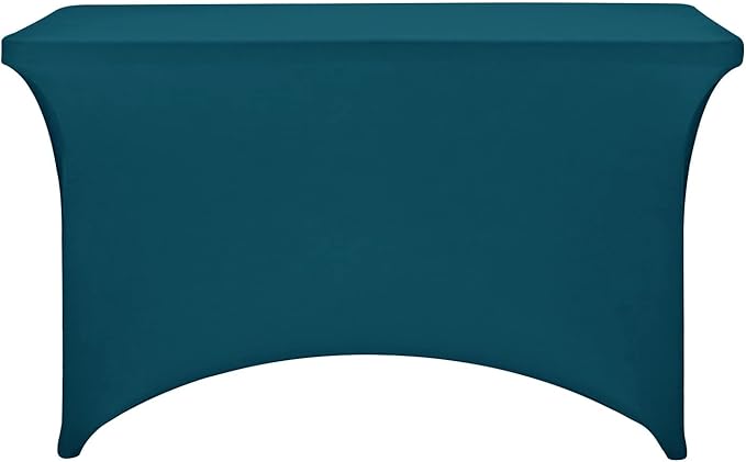 FORLIFE Spandex Table Cover - Fitted 4ft Rectangular Tablecloth, Stretch Patio Cover, Universal for Wedding, Banquet, Party (Peacock)