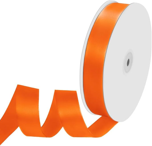 1" x 100 Yards Orange Ribbon, Orange Satin Ribbons for Gift Wrapping, DIY Craft, Flower Bouquet, Valentine's Day, Halloween and Birthday Party Decoration