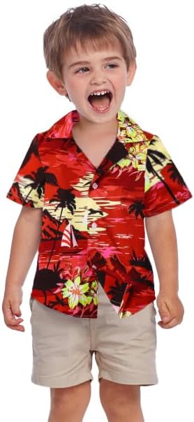 Cromoncent Matching Hawaiian Outfits for Family, Dad and Son Matching Luau Beach Tropical Shirts Mommy Daughter Tropical Sets