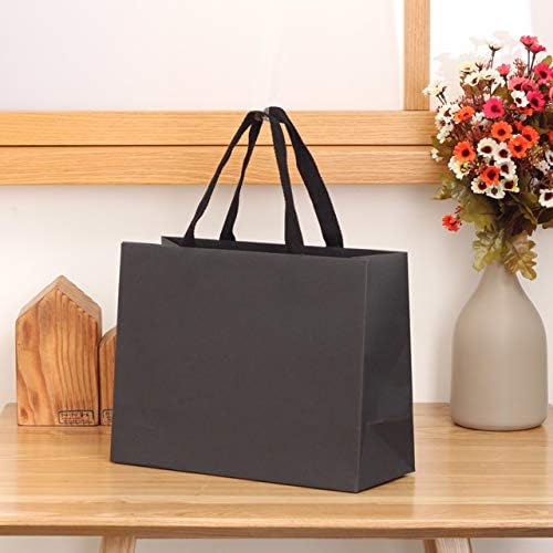 12pcs, 11.8x4.7x9" (2) Medium Size, Black Paper Bags with Black Cotton Handles, Thick Sturdy Durable Gift bags