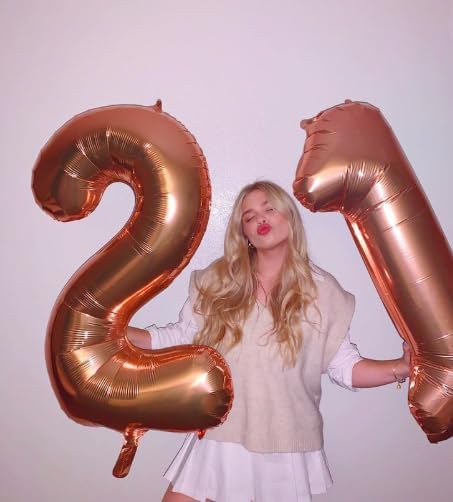 Big 40 Inch Rose Gold 2 Number Balloon Birthday Decoration, Rose Gold Number 2 Helium Balloons 12 20 22 23 24 26 28 32 42 Celebration, Boy Girl Baby Anniversary Party Graduations Supplies