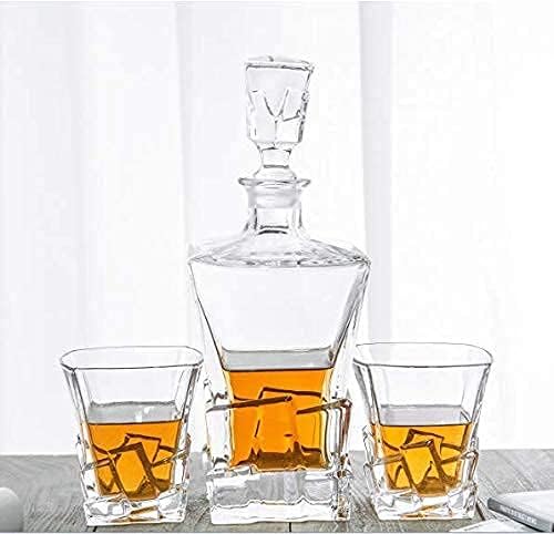 Whiskey Decanter Glasses Set Lead-Free Crystal Glass Scotch Tasting Cups Wine Bottle for Drinking Irish Whisky Bourbon Tequila tumbler (Ice cubes, 1 Decanter & 6 Glasses Set)