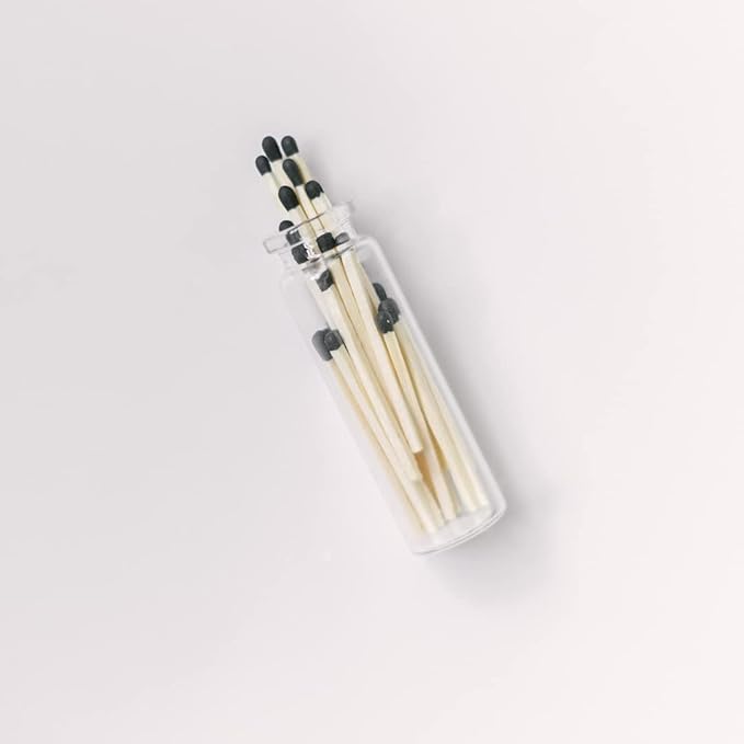 River Birch Matches in The Bottle with Striker - Decorative Home Matches with Glass Match Holder - Set of 2 Bottles with Safety Matches - Black Tip, 2 Inches, 40 Matches