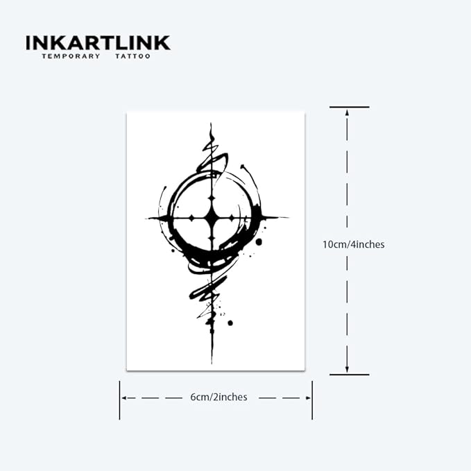 INKARTLINK Tattoo Tech, 3 Sheets Small Semi Permanent Tattoo, Adult Art Design Temporary Tattoos, Lasts 1-2 Weeks, Waterproof, Realistic Look, No Adhesive, No Reflection (Cross Star Design)