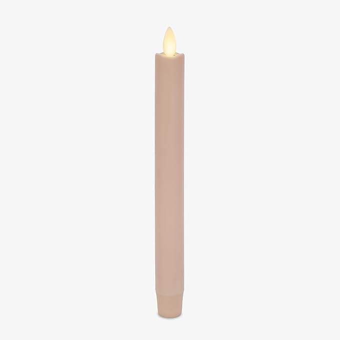 Luminara Flameless Candle Taper (1" x 9.5") Melted Top Real Wax Unscented Remote Ready Timer (Dusky Rose)