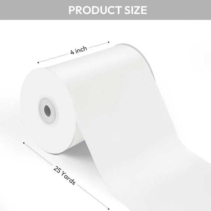 4" Width x 25 Yards Satin Fabric Ribbon, White Ribbon Perfect for Wedding Car, Chair Sash, Grand Opening Ceremony, Big Bows, Embroidery, Floral Crafts, Party Decoration