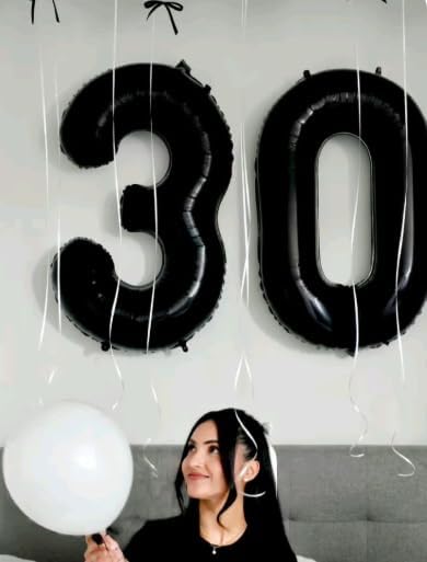 Black 40 Inch 30 Number Balloons, Balloon Decorations for 30 Birthday, Foil Giant 30 Birthday Graduations Anniversary Party