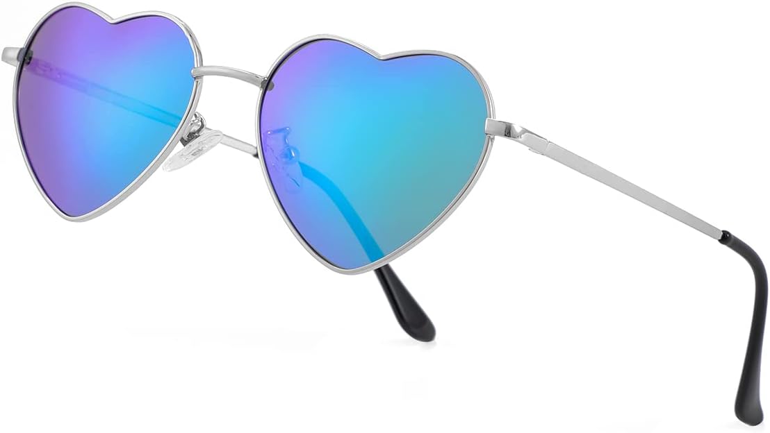 JOVAKIT Polarized Heart Sunglasses for Women Fashion Lovely Style Metal Frame UV400 Protection Lens