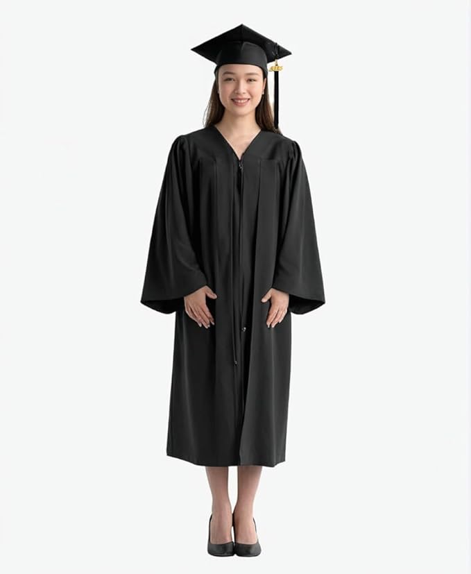 Unisex Adult Matte Graduation Cap and Gown Tassel Set