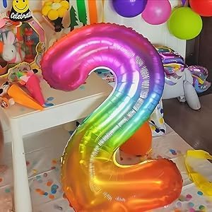 Rainbow Number 6 Balloon 40 Inch Rainbow 6 Balloon Giant Helium Foil Number 0 to 9 Balloons Birthday Wedding Party Digital Decorations Number 6