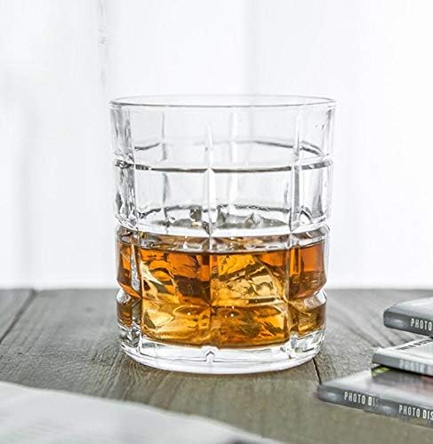 Premium Crystal Whiskey Glasses Set of 6 Large Lead-Free Crystal Glass Tasting Cups Scotch Glasses Tumblers for Drinking Irish Whisky Bourbon Tequila (Square Pattern, 6*10.8oz)