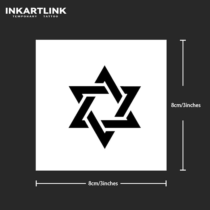 INKARTLINK Temporary Tattoos, 3 Sheets Small Semi Permanent Tattoo Adult Art Design Waterproof Temp Tattoo Party Favors Realistic Look, No Adhesive, No Reflection, Lasts 1-2 Weeks (Six Poinnted Star)