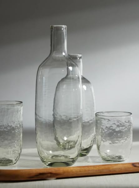 Hammered Tumbler Set of 4 – Textured Drinking Glasses 3.25"x4.25", Modern Hammered Glassware for Water, Cocktails & Everyday Beverages