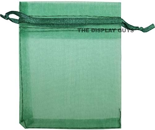 TheDisplayGuys 48-Pack 4x6 Dark Green Sheer Organza Gift Bags with Drawstring, Jewelry Candy Treat Wedding Party Favors Mesh Pouch