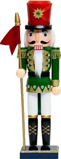 14" Wooden Flag Nutcracker, Festive Christmas Decoration, Handcrafted Flag Themed Nutcracker Collectible Christmas Decor for Tabletop, Shelves, and Fireplace Mantel(Flag)