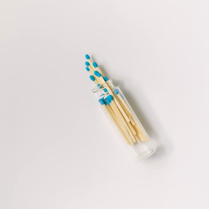 River Birch Decorative Matches in a Bottle with Striker - Cute & Colored Matches - 3 Bottles, Cobalt Tip, 60 Matches