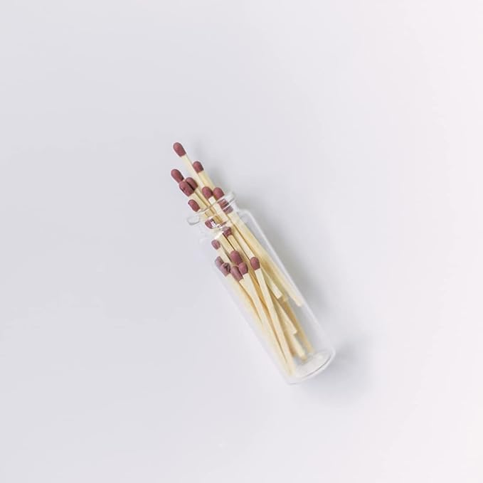 River Birch Decorative Matches in a Bottle with Striker - Cute & Colored Matches - 3 Bottles, Mocha Tip, 60 Matches