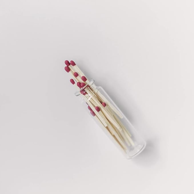 River Birch Decorative Matches in a Bottle with Striker - Cute & Colored Matches - 3 Bottles, Cherry Red Tip, 60 Matches
