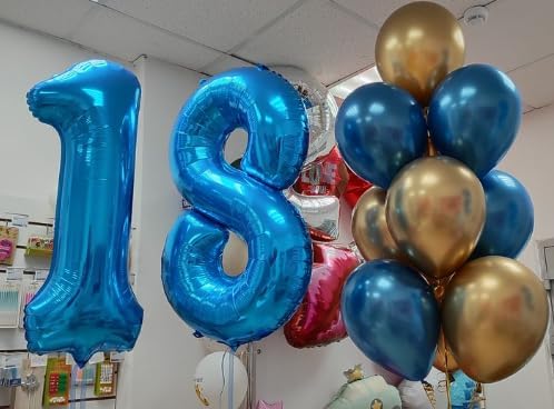 Navy blue Number 1 Balloon 40 inch, Number 1 Birthday Balloon for Boy Girl, Blue Foil One Balloon for 1st 10 11 12 16 18 Birthday Party, Anniversary Celebration Number Balloons Decorations