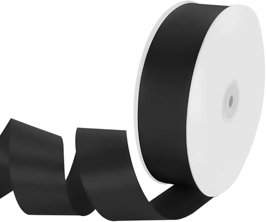 1-1/2" Width x 100 Yards Satin Ribbon, Black Ribbon Perfect for DIY Craft, Bows, Gift Wrapping, Flower Bouquet, Valentine's Day, Christmas and Halloween Party Decoration