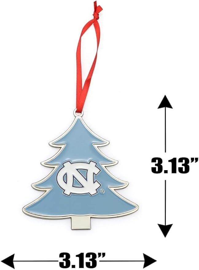 North Carolina Tar Heels (UNC) Tree Shaped Metal Christmas Ornament