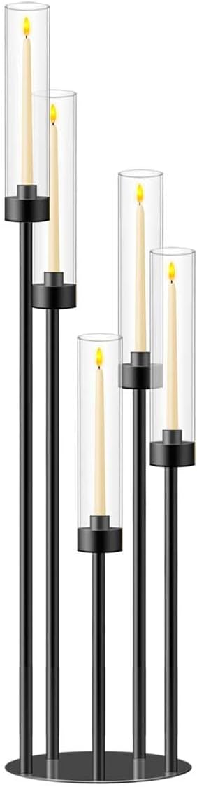 35inch 1pc Black Candelabra Centerpieces for Tables 5 Arms Wedding centerpieces for Decorations