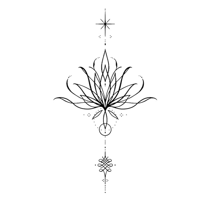 INKARTLINK Tattoo Tech, 2 Sheets Large Semi Permanent Tattoo, Adult Art Design Temporary Tattoos, Lasts 1-2 Weeks, Waterproof, Realistic Look, No Adhesive, No Reflection (Water Lily Design)
