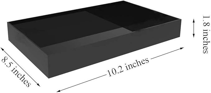 Waterproof Acrylic Vanity Tray, Sturdy Valet Tray Organizer, 10.2 x 8.5 x 1.8 Inch Jewelry Tray, Black