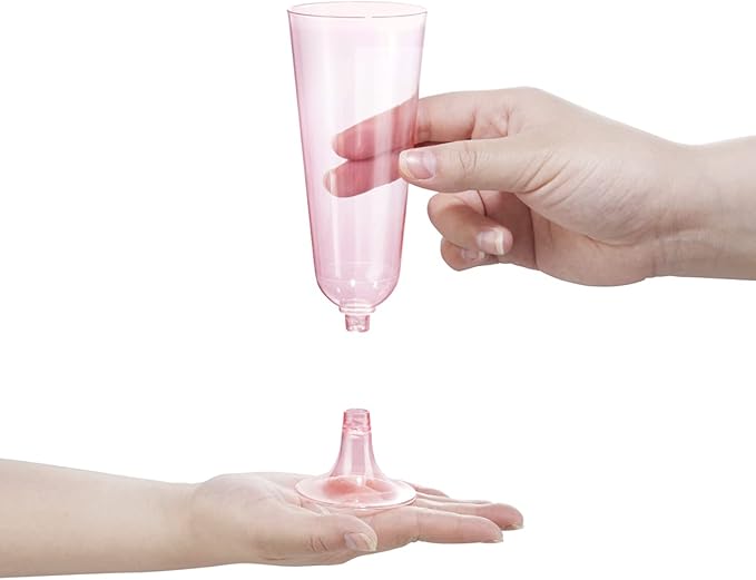 bUCLA 60 Pack Pink Plastic Champagne Flutes Disposable - 5 OZ Plastic Champagne Glasses - Fancy Champagne Cups - Ideal for Party