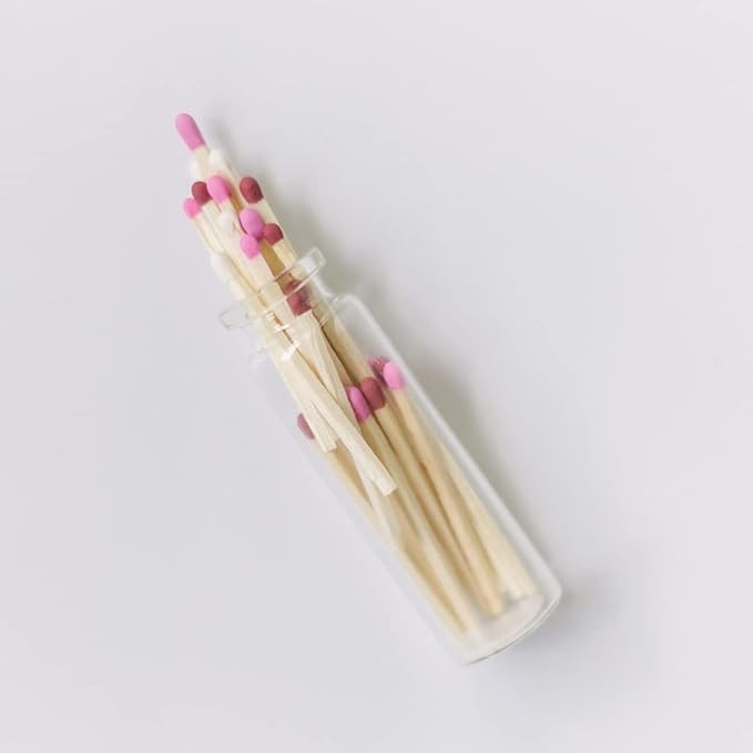 River Birch Decorative Matches in a Bottle with Striker - Cute & Colored Matches - 2 Bottles, Romantic Valentine's Blend Tip, 40 Matches