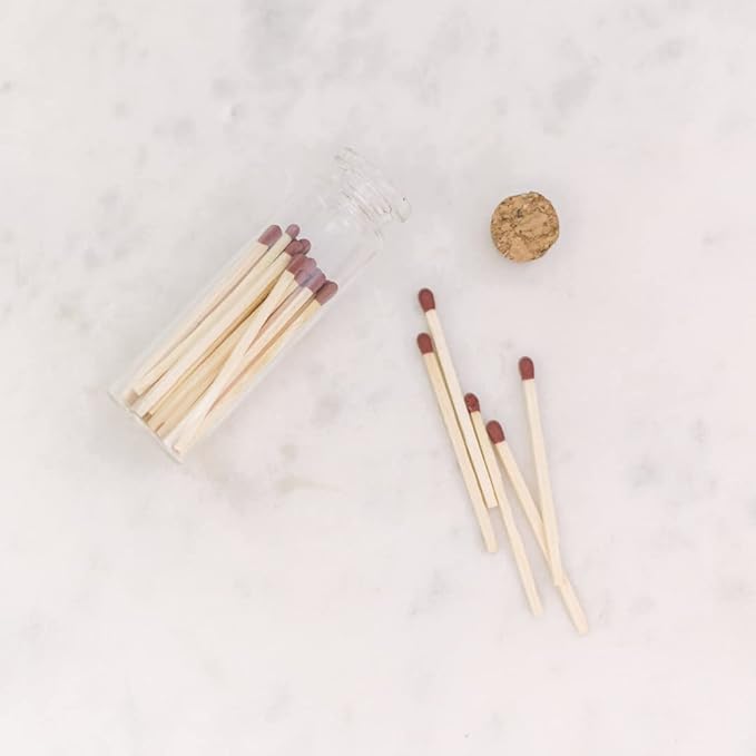 River Birch Decorative Matches in a Bottle with Striker - Cute & Colored Matches - 6 Bottles, Mocha Tip, 120 Matches
