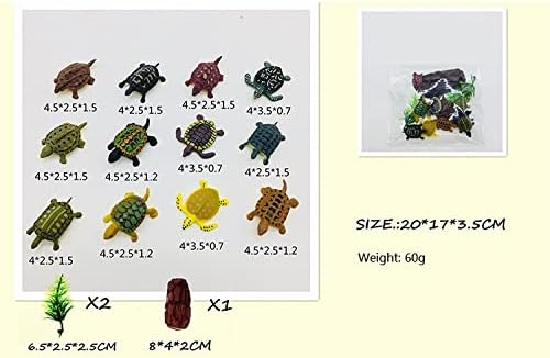 Animal Assorted Mini Plastic Figures Toy Set, Educational Party Cake Topper, Goody Bag Filler (12pcs Small Tortoise)